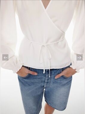 Wilfred Gracious Blouse
Drapey twill V-neck wrap blouse XL